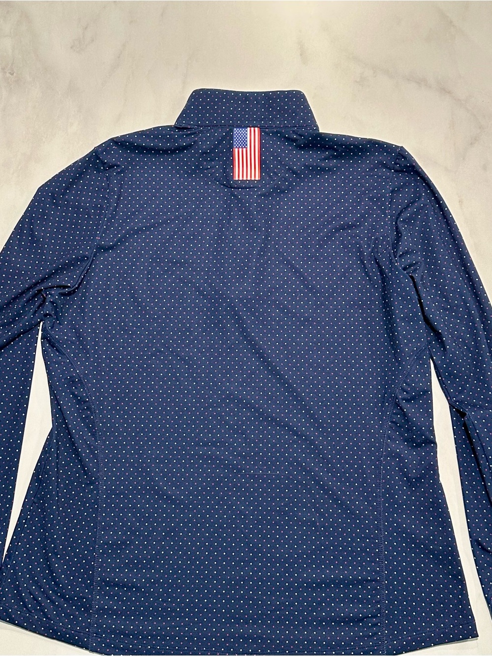 Rhoback Women's Navy Microdot Long-Sleeve Pullover L